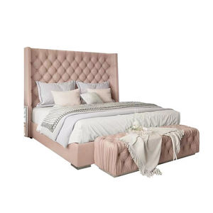 Cama King de Terciopelo de Lujo Minimalista Moderna, Juego de Dormitorio Tapizado de Alta Calidad para Recámaras Principales de Hotel/Villa - Product Image 3