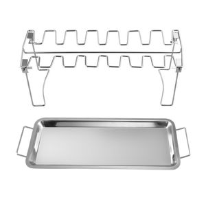 14 فتحات أوراك دجاج الجناح رف الشواية SS شواء أفخاذ حامل المدخن فرن تحميص الوقوف مع بالتنقيط عموم - Product Image 4