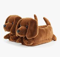 Chaussons en peluche amusants pour enfants, animaux moelleux, teckel, mignons, chauds pour l'hiver, chaussures de maison pour enfants
