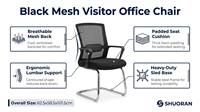 Chaise de bureau visiteur en maille noire avec base en forme de traîneau |   Chaise de conférence ergonomique avec siège rembourré pour salle de réunion