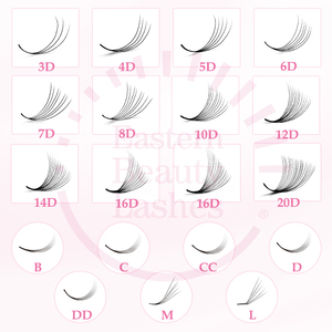 Especialidad personalizada Pro Made Lash Curls J <span class=keywords><strong>L</strong></span> <span class=keywords><strong>M</strong></span> B cURL Premade Fans <span class=keywords><strong>M</strong></span> <span class=keywords><strong>L</strong></span> Curl Lash Trays Promade Lashes - Product Image 3