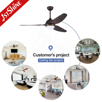 1stshine ventilateur de plafond led 52 pouces moteur dc décoratif ABS plastique led ventilateur de plafond lumière