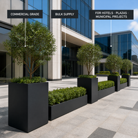Jardinière carrée haute en métal, en acier galvanisé et alliage d'aluminium, pour extérieur, pot de fleurs long, résistant à la rouille, décoration de jardin, fourni par l'usine
