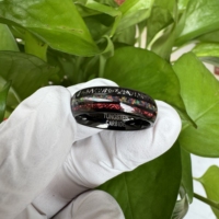 Bague en carbure de tungstène classique populaire de 6mm pour femmes noir avec opale de feu rouge arc-en-ciel coquille d'ormeau incrustation cadeaux de mariage