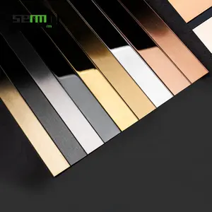 Popular Espelho Ouro Flat Metal Aço Inoxidável Guarnição Tira Telha Decorativa Guarnição Tira Decorativa Para Decoração Interior