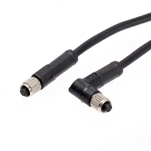 Tahan air IP67 M5 kode laki-laki Wanita konektor kabel perakitan 3pin 4pin kabel kawat melingkar tahan air M5 konektor