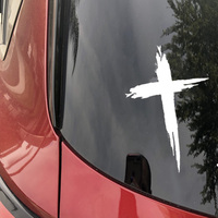 Autocollants en vinyle blanc 4x6 pouces, motif croix et clou pour voiture, camion, ordinateur portable, mur, bouteille d'eau
