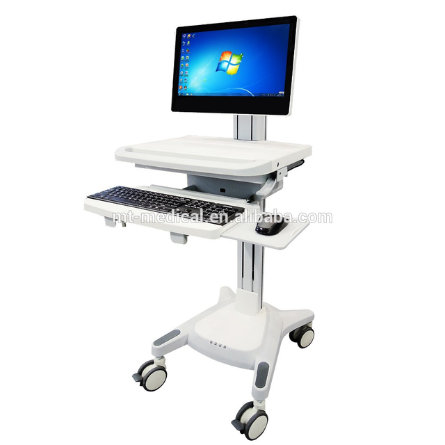 Mobile Hospital Workstation Medical Laptop Computer Trolley With Wheels