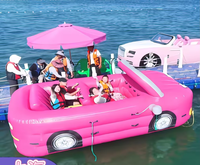 Jouets gonflables de remorquage aquatique grand format pour parcs aquatiques extérieurs : mini-voitures, bateaux à moteur, cordes de remorquage (matériau PVC, sur mesure)