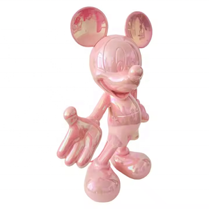 Sculture/Statue di Topolino e Minnie in Resina Cromata Rosa di Alta Qualità, 30 cm, per Decorazione Casa/Ufficio/Vetrina/Negozio - Product Image 3