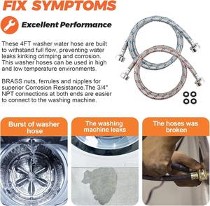 Manguera de Entrada para Lavadora de Acero Inoxidable Premium, Manual, a Prueba de Fugas y Roturas, Trenzada, para Uso en Exteriores y Hoteles, Tamaño Personalizado - Product Image 3