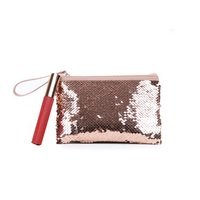 Sac de maquillage réversible à paillettes pour filles, grande capacité, pochette cosmétique scintillante, sacs de toilette de voyage pour femmes