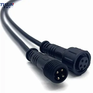 Factory Dircect Supply Customize 4PIN Waterproof connector plug Connect Wire Power Cord 24AWG Electrical Wire for LED Light