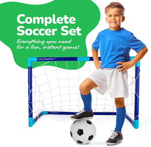 Buts de football portables pour enfants, ensemble de buts de football pliables - Mini filet portable avec pompe pour jardin et intérieur, toutes saisons - Product Image 1