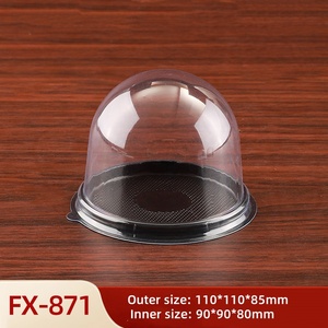 Bán Buôn <span class=keywords><strong>Mini</strong></span> Bánh Đen Trắng Vàng Cơ Sở Nhựa Bánh Hộp 3.5Inch Rõ Ràng Bìa Dùng Một Lần Món Tráng Miệng Bao Bì Container - Product Image 3