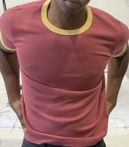 T-shirt vintage contrasté pour homme, 100 % coton épais, coupe ajustée, manches courtes, logo personnalisé OEM, tee-shirt décontracté d'été - Product Image 5