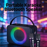 Sistema de Karaoke Portátil Todo en Uno con Altavoz, Dos Micrófonos Inalámbricos, Luces RGB, Sonido HIFI, para Fiestas en Casa, Entretenimiento Familiar y Computadora