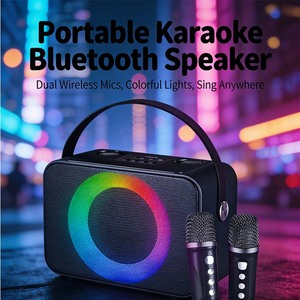 Enceinte karaoké Bluetooth portable tout-<span class=keywords><strong>en</strong></span>-un avec deux micros sans fil, lumières RGB, son HIFI pour les soirées à la maison et le divertissement familial - Product Image 2