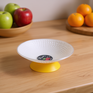 Bol à fruits moderne en plastique avec base jaune, design durable et élégant pour un usage domestique, 20x7cm, marque ZAA, modèle AA-1152-1, pour collations - Product Image 2