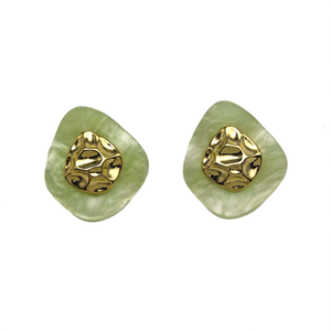Boucles d'oreilles tendance en acier inoxydable 316L avec placage or PVD, design écologique et durable en coquille verte - Product Image 2