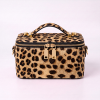 Trousse de Maquillage Portable en Cuir Imprimé Poil de Vache LZ OEM ODM pour Femme avec Double Fermeture Éclair