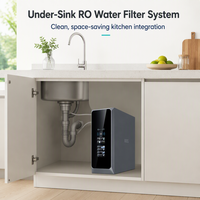 Système de filtration d'eau par osmose inverse électrique en plastique 100-800 GPD, purificateur RO 5 étapes avec robinet intelligent et auto-nettoyant pour usage domestique