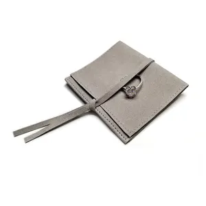 Custom Kleur Dikke Suede Sieraden Envelop Pouch Ring Flap Bag Accepteren Aangepaste Logo