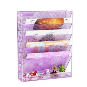 5 Tier Wall <b>File</b> Holder Mesh Hanging Folder Organizer Vertical Wall Mounted Mail Organizer for Office Home Cubicle - Product Image 1