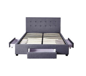 Letto con gambe dorate imbottite in velluto verde King size per letto moderno minimalista dell'hotel camera da letto - Product Image 4