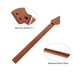 Manico per Chitarra in Acero Tostato, Scala 28\", Conversione Baritono, Raggio 12\", Fori 10 mm, 22 Tasti, Finitura Satinata - Product Image 3