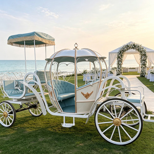 Chariot de princesse citrouille blanc électrique sans chevaux avec lumière LED pour décoration d'événements et fêtes Quinceañera - Product Image 1