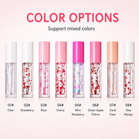 Gloss à lèvres en tube cœur 5ml pour la Saint-Valentin, hydratant, transparent, pailleté, haute brillance, 8 styles, faible MOQ 3 pièces, logo personnalisé