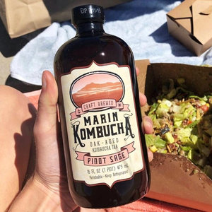 Jus de boisson 16oz Amber Boston Round Coffee Kombucha Bouteille en verre avec bouchon phénolique - Product Image 3