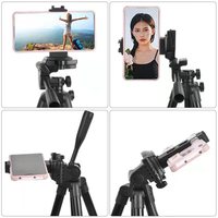 Trépied Portable pour Téléphone & Perche à Selfie avec Support Lumineux, Trépied Tout-en-Un pour Tous les Téléphones, Appareils Photo et Anneaux Lumineux