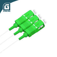 Gcabling China Outdoor 0.9mm Plc Splitter 1x2 2 cara Fiber Optic Splitter PLC Fiber 1/2 dengan sc Apc konektor untuk sistem FTTH