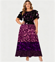 2026 Direct usine Robe longue pour femme, motif tribal polynésien imprimé tie-dye, taille naturelle, style estival délicat, pour les vacances