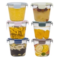 Boîte à bento bol à soupe en verre borosilicate avec couvercle en PP boîte alimentaire verrerie jante en silicone étanche pour micro-ondes