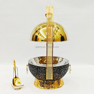 Pemanas Makanan Hotel & Restoran Mewah, Wadah Sajian Stainless Steel Individual, Tahan Lama, Model Gantung, Kombinasi Hitam Emas - Product Image 4