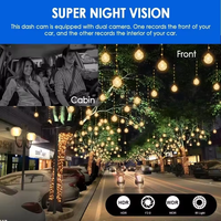Caméra embarquée 3 canaux 1080p avec caméra avant et arrière, boîte noire de voiture avec contrôle par application Wifi, vision nocturne infrarouge pour voitures