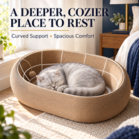 Lit pour chat intégré avec griffoir à 2 niveaux, en sisal durable, résistant à l'usure, sans poussière, jouet à griffer pour chats