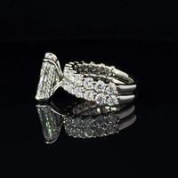 Anillo de Compromiso con Diamante Cultivado en Laboratorio, Corte Radiante, Certificado IGI, 1-4CT, Color D, VVS1-VVS2, Oro Sólido de 14K, con Piedras Laterales, Joyería de Boda