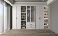 Balom personalizable estilo francés decoración clásica moderna armario de vidrio arqueado puerta de madera maciza integración muebles de dormitorio para el hogar