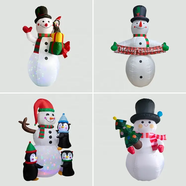 5ft 20ft Opblaasbare Sneeuwpop Kerst Outdoor Decoraties Inflatables Met Ingebouwde Roterende Led Verlichting Voor Kerst