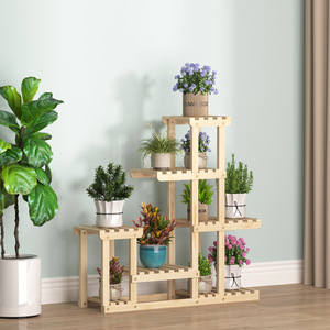 Soporte de Madera Maciza para Plantas de Estilo Chino Moderno, Multinivel, para Suculentas, Bonsáis, Interior, Sala de Estar, Almacenamiento - Product Image 2