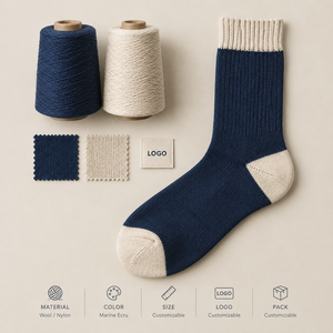 Calze all'ingrosso in lana per escursioni, colore <span class=keywords><strong>ecru</strong></span>, in fibra, lavorate a maglia, con struttura su tallone e punta, in lana e nylon, con istruzioni per la lavaggio, OEM ODM - Product Image 4
