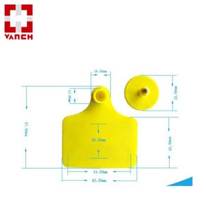 Étiquette RFID UHF longue portée 860-960 MHz pour bovins, caprins, vaches - Vanch VT-100A Mini PVC étanche personnalisable jaune pour animaux de ferme - Product Image 2