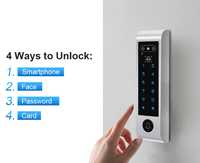 Kunci Pintar Tuya APP WIFI Kontrol Akses Wajah Pembaca Kartu RFID 125KHz IP66 Tahan Air Paduan Seng 300 Wajah/5000 Kartu & PIN