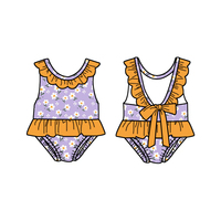 Maillots de bain pour enfants, mode boutique, été, une pièce, sans manches, à volants, tenues pour filles, maillots de bain, imprimés personnalisés, vêtements de plage