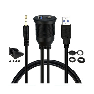 屏蔽式汽车仪表板安装扬声器 USB 3.5 毫米母头 USB 3.5 毫米公头 Aux 音频立体声电源延长线 PVC 汽车用 - Product Image 1