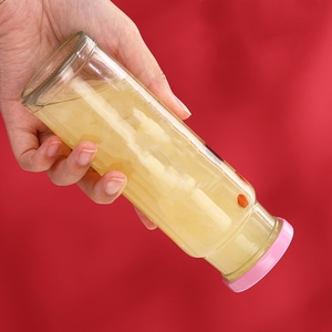 Venta al por mayor botella delgada redonda 200ml 350 ml 500ml botellas de vidrio de jugo de café de cerveza fría transparente para bebidas alcohólicas licor té - Product Image 3